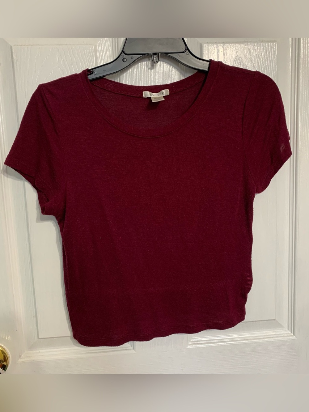 Bozzolo Women's Short Sleeve Burgundy crop top